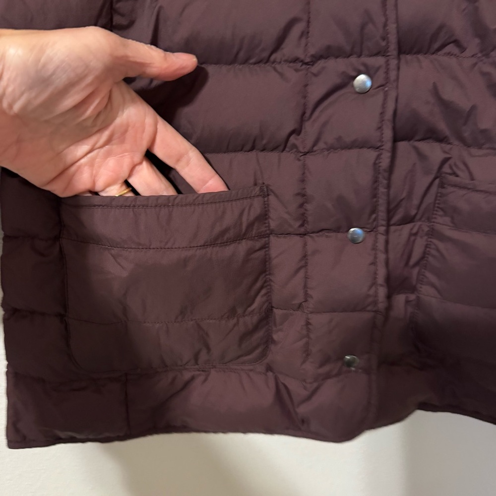 Comptoir Des Cotonniers Plume Down Quilted Puffer Jacket Burgundy Collarless-S - Picture 6 of 12